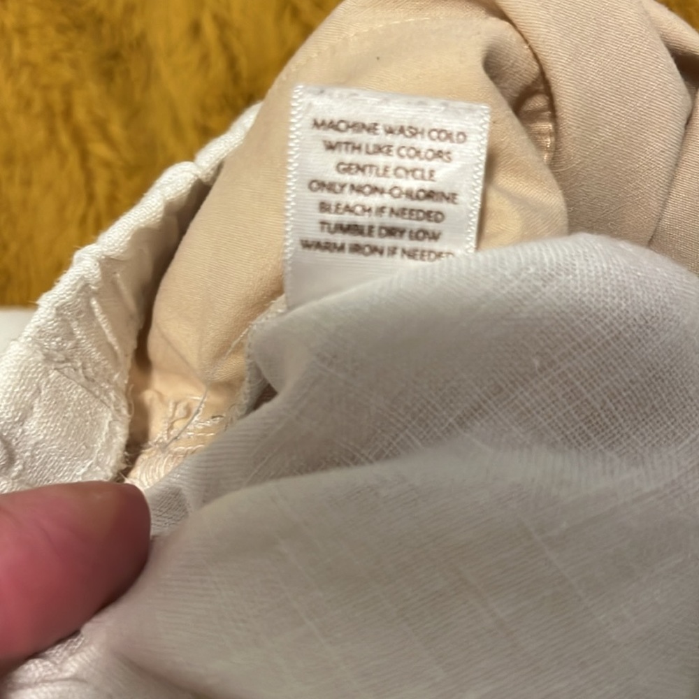 XL GUC White Linen Pure Jill Pants 23” Inseam Elastic Waist w/front pockets - Picture 5 of 6